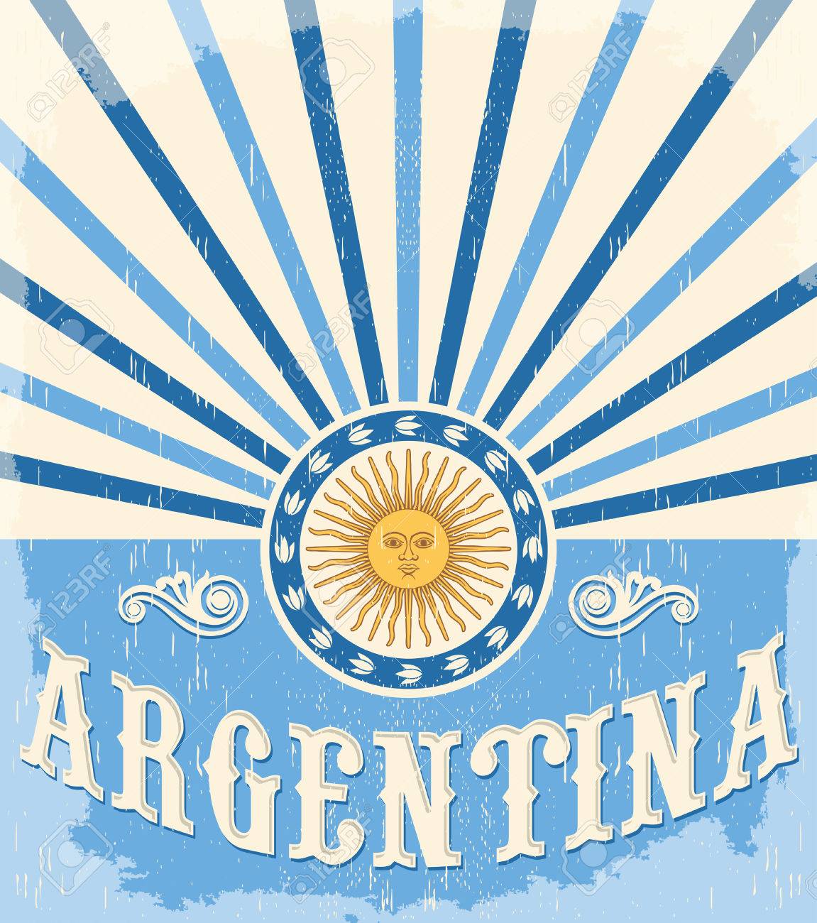 アルゼンチン ビンテージ カード ベクトル イラスト ポスター アルゼンチン国旗色 グランジ効果を簡単に削除することができます のイラスト素材 ベクタ Image