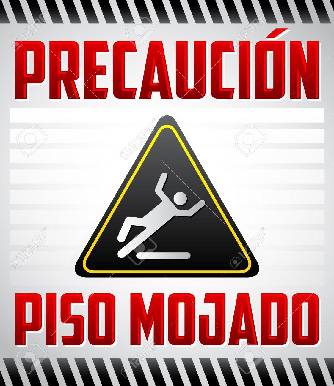 Piso Mojado Precaucion Caution Wet Floor Spanish Text Vector