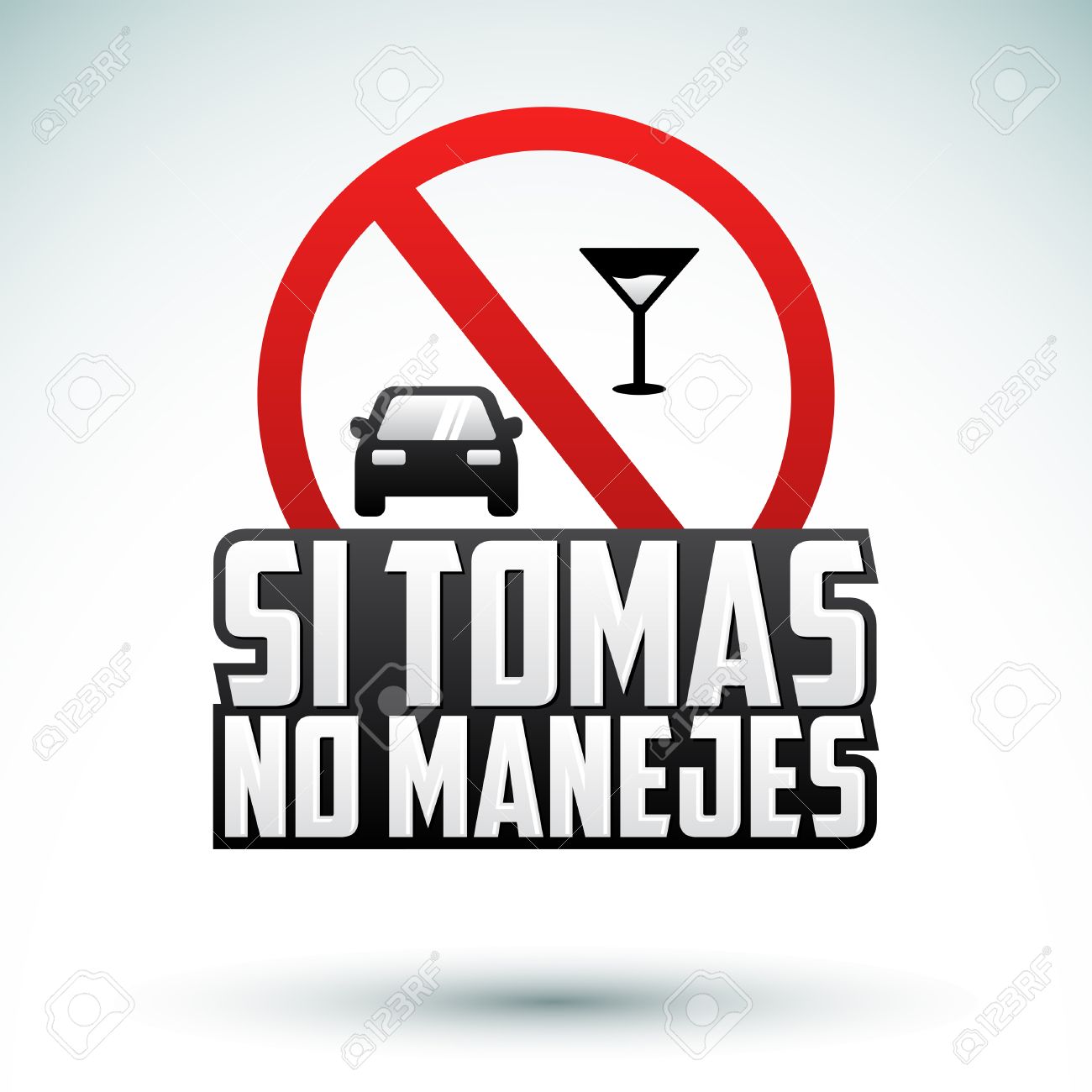 Si Tomas No Manejes No Beber Y Conducir Texto Espanol Vector Emblema Muestra De La Precaucion Ilustraciones Vectoriales Clip Art Vectorizado Libre De Derechos Image