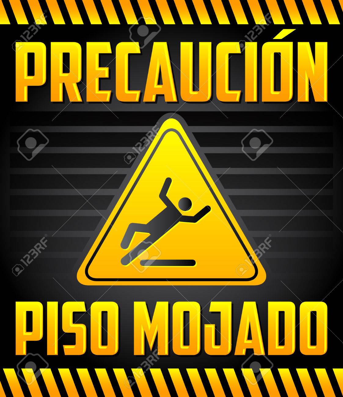 Piso Mojado Precaucion Caution Wet Floor Spanish Text Warning