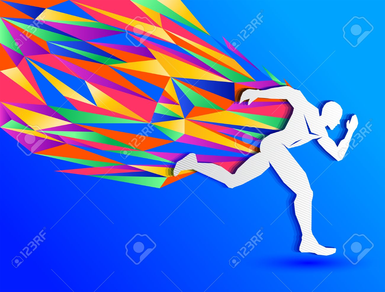 カラフルなランナーで男 抽象的なスポーツ シルエット 陸上競技の概念を実行してください のイラスト素材 ベクタ Image