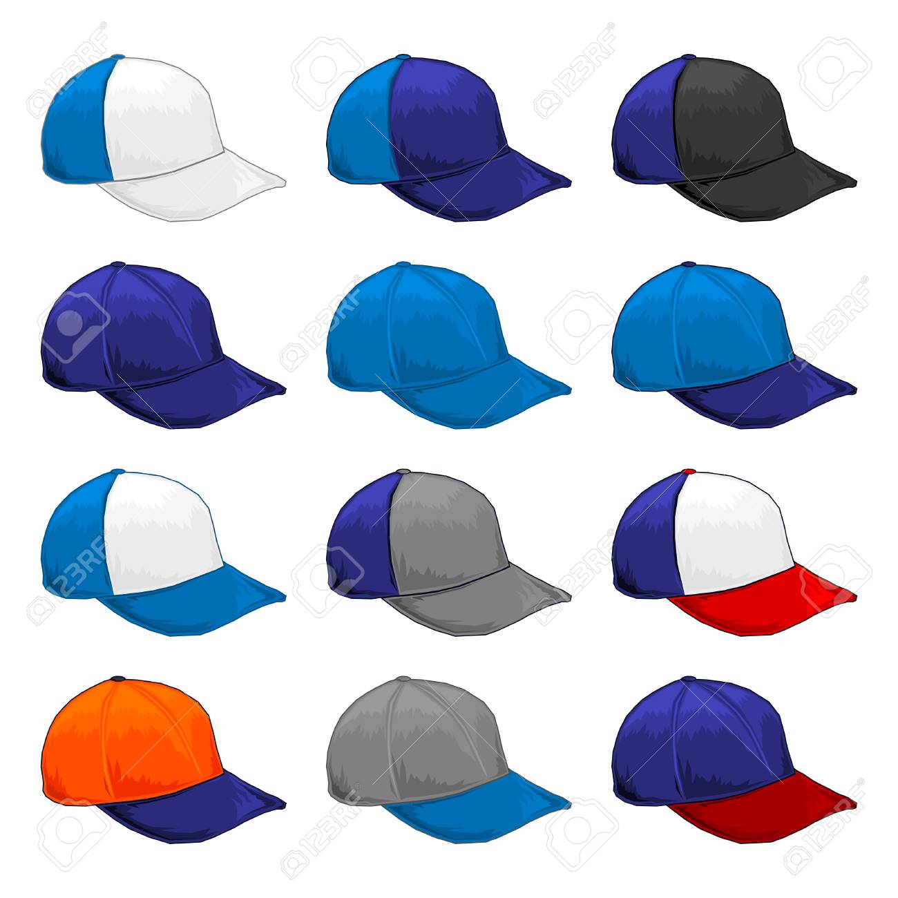 blue cap vector variety of color combinations cap template royalty