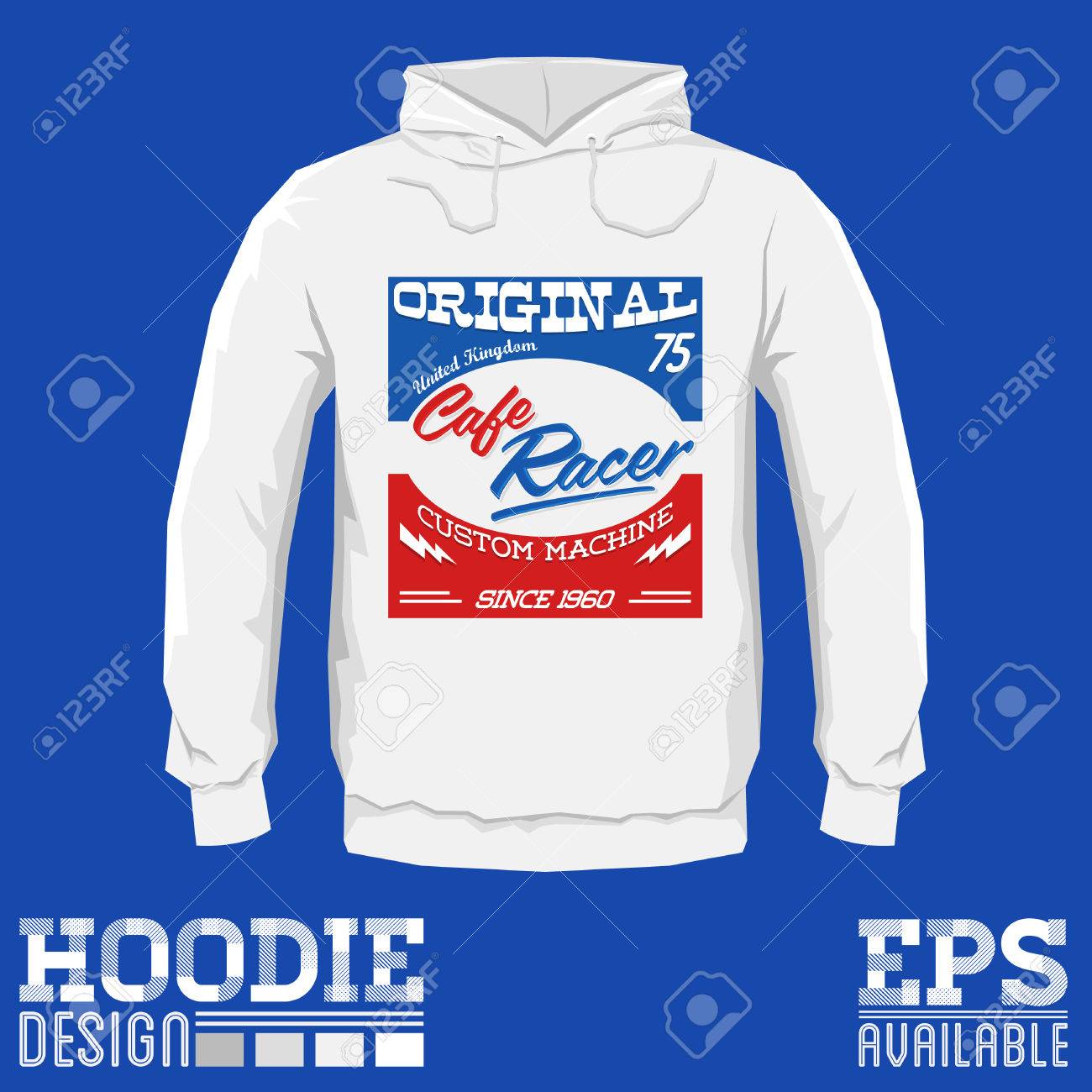 カフェ レーサー パーカー プリント デザイン テンプレート ベクトル