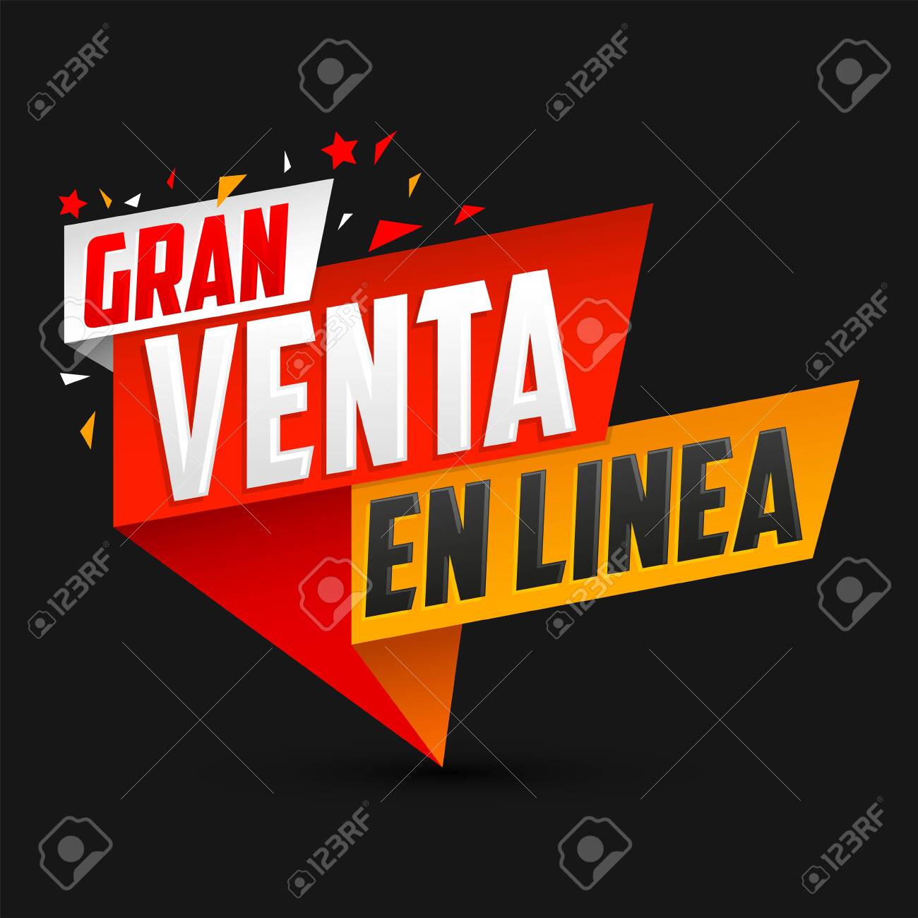 Gran Venta en Linea, Great Online Sale Spanish text, vector design. - 150606508 Gran Venta en Linea, Great Online Sale Spanish text, vector design. - 150606508