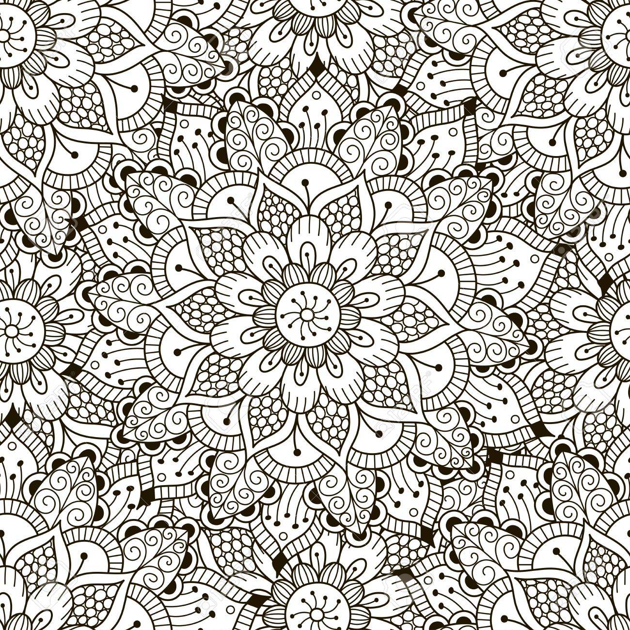 floral ornament seamless pattern coloring pages for adults black and white round ornament texture zentangle mandala great choice for wrapping printing and fabric paper and for adult coloring page royalty free svg