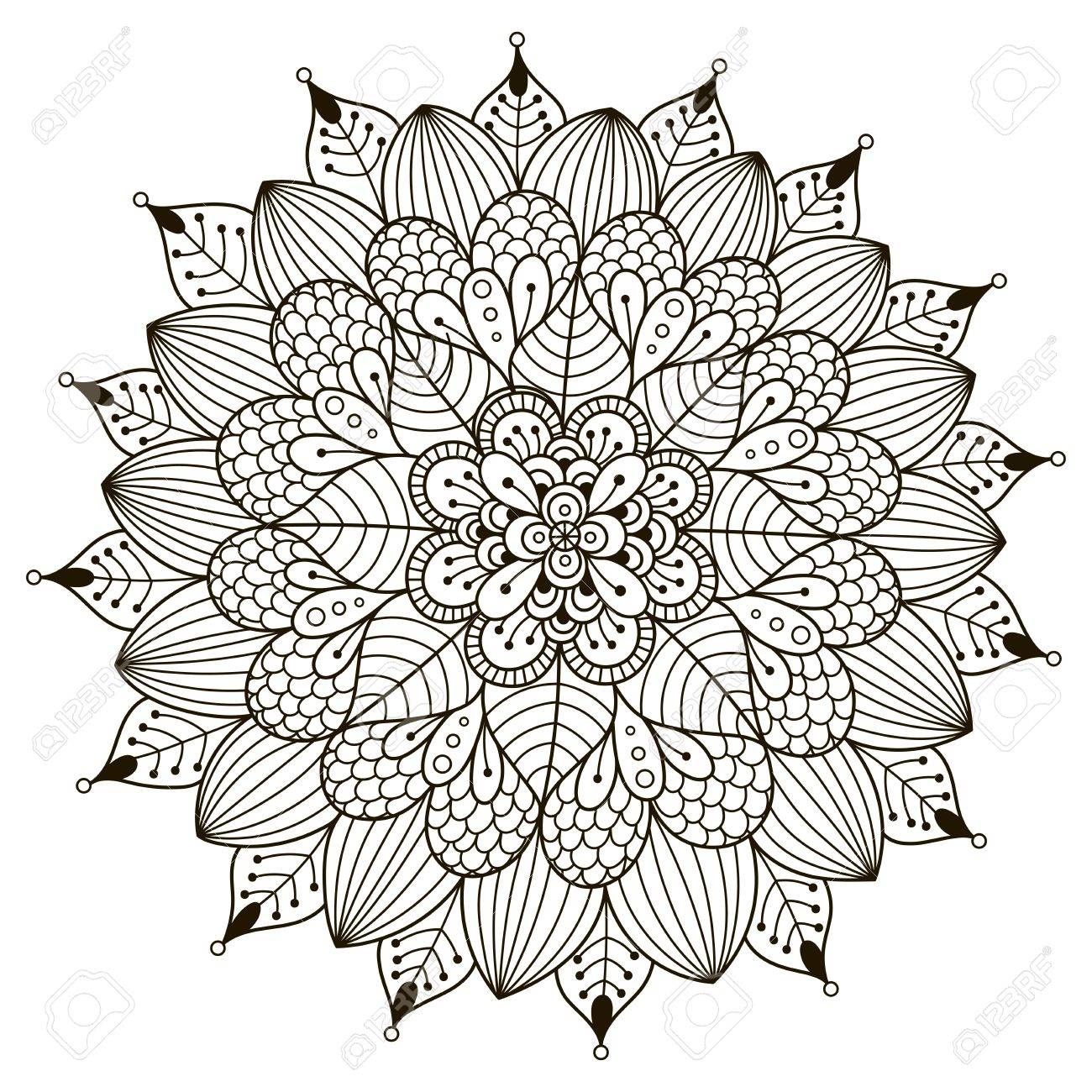 本ベクター イラストを着色するための花曼荼羅 のイラスト素材 ベクタ Image