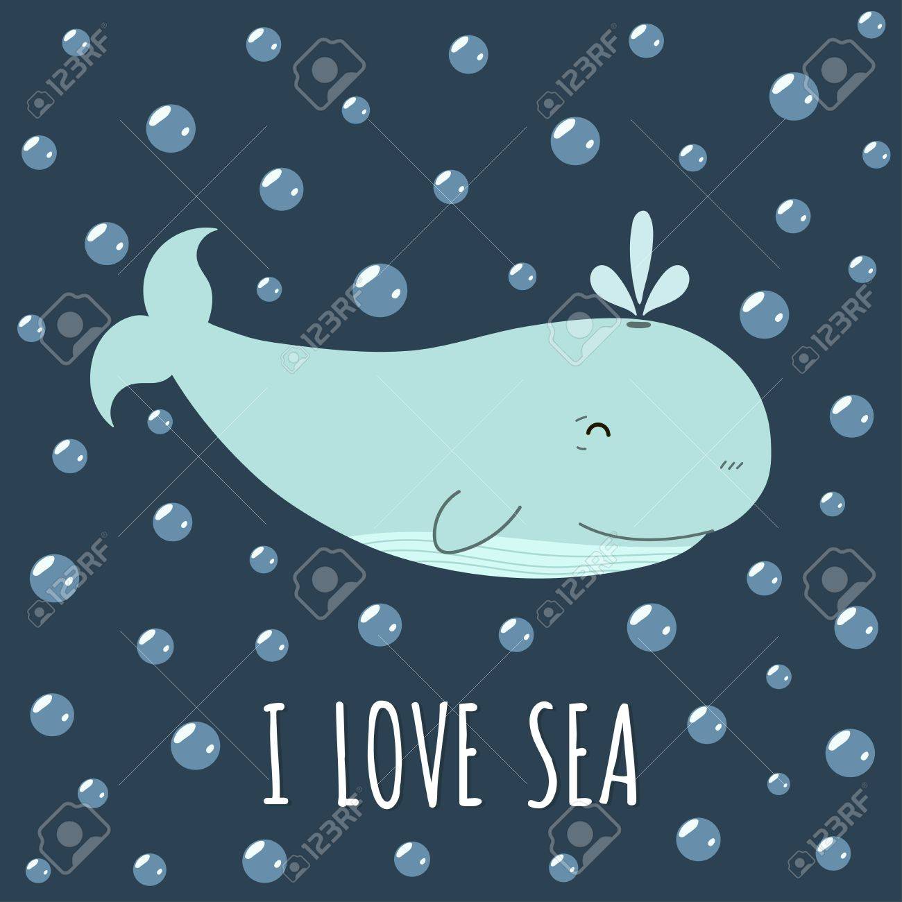 かわいいクジラ海カードが大好きです かわいい印刷のイラスト素材 ベクタ Image かわいいクジラ海カードが大好きです かわいい印刷のイラスト素材 ベクタ Image