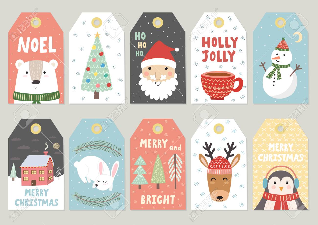 santa christmas tags