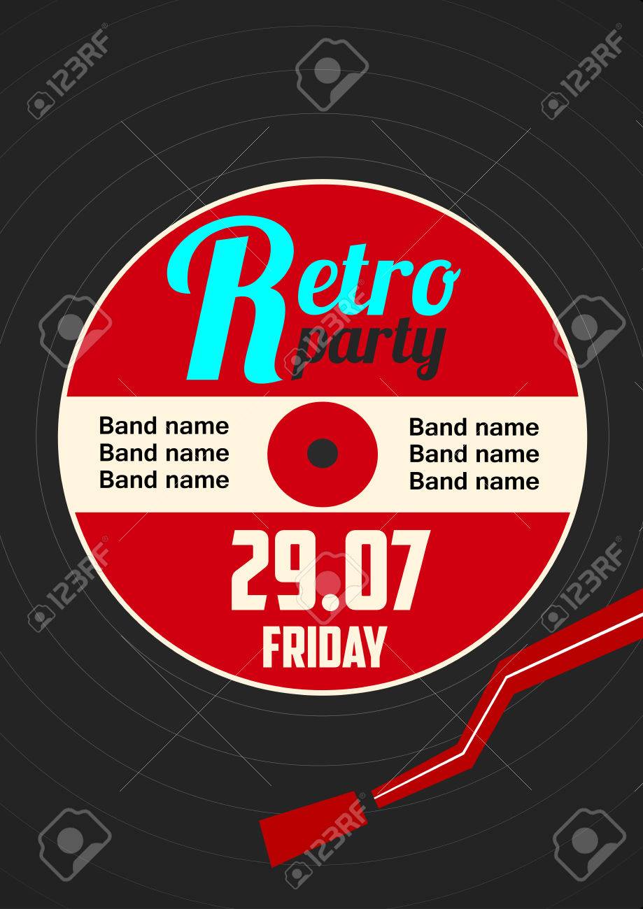 Musik Poster Vektor Illustration Fur Event Design Party Plakat Postkarte Oder Einladung Veranstaltungsplakat Mit Vinyl Schallplatte Lizenzfrei Nutzbare Vektorgrafiken Clip Arts Illustrationen Image