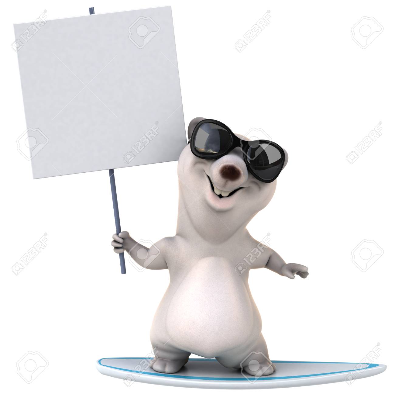 シロクマの看板を保持しているサングラス の写真素材 画像素材 Image