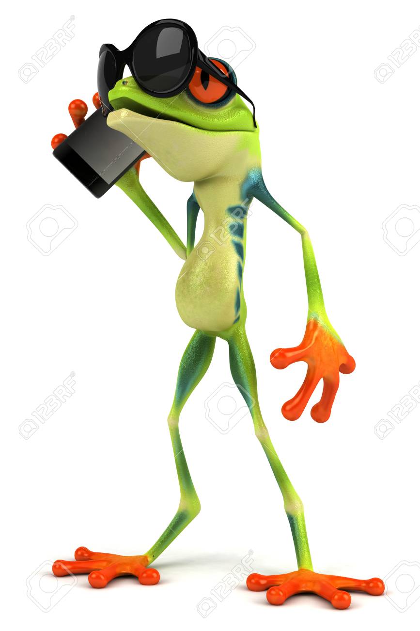 Rana De Dibujos Con Gafas De Sol En El Teléfono Fotos, Retratos, Y Fotografía De Archivo Libres De Derecho. Image 80224561.