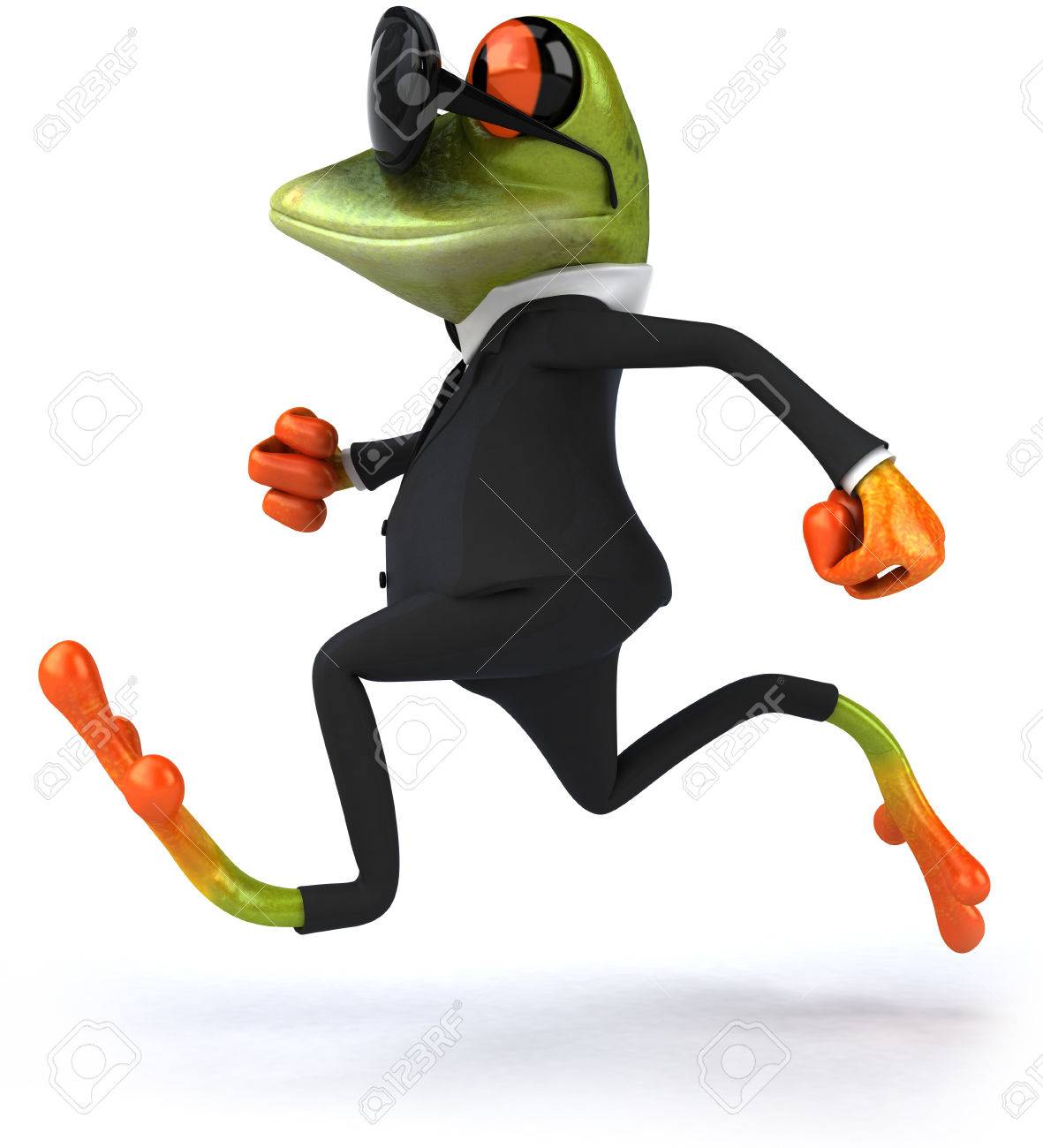 実行しているスーツの漫画カエル の写真素材 画像素材 Image