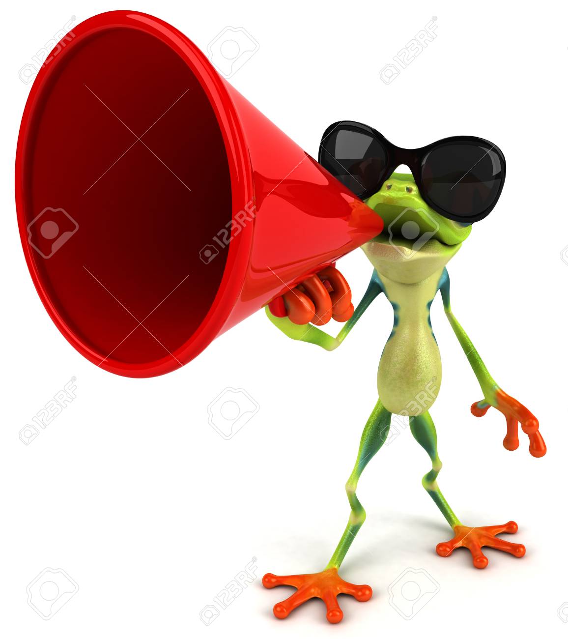 Rana De Dibujos Animados Con Gafas De Sol Y Megáfono Fotos, Retratos, Imágenes Y Fotografía De Archivo Libres Derecho. Image 80476918.