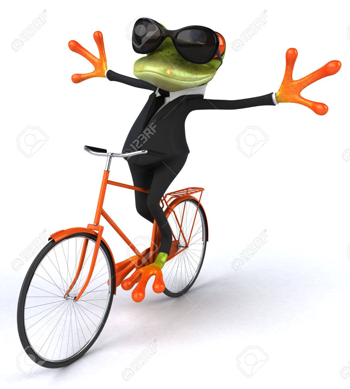 frog riding bicycle