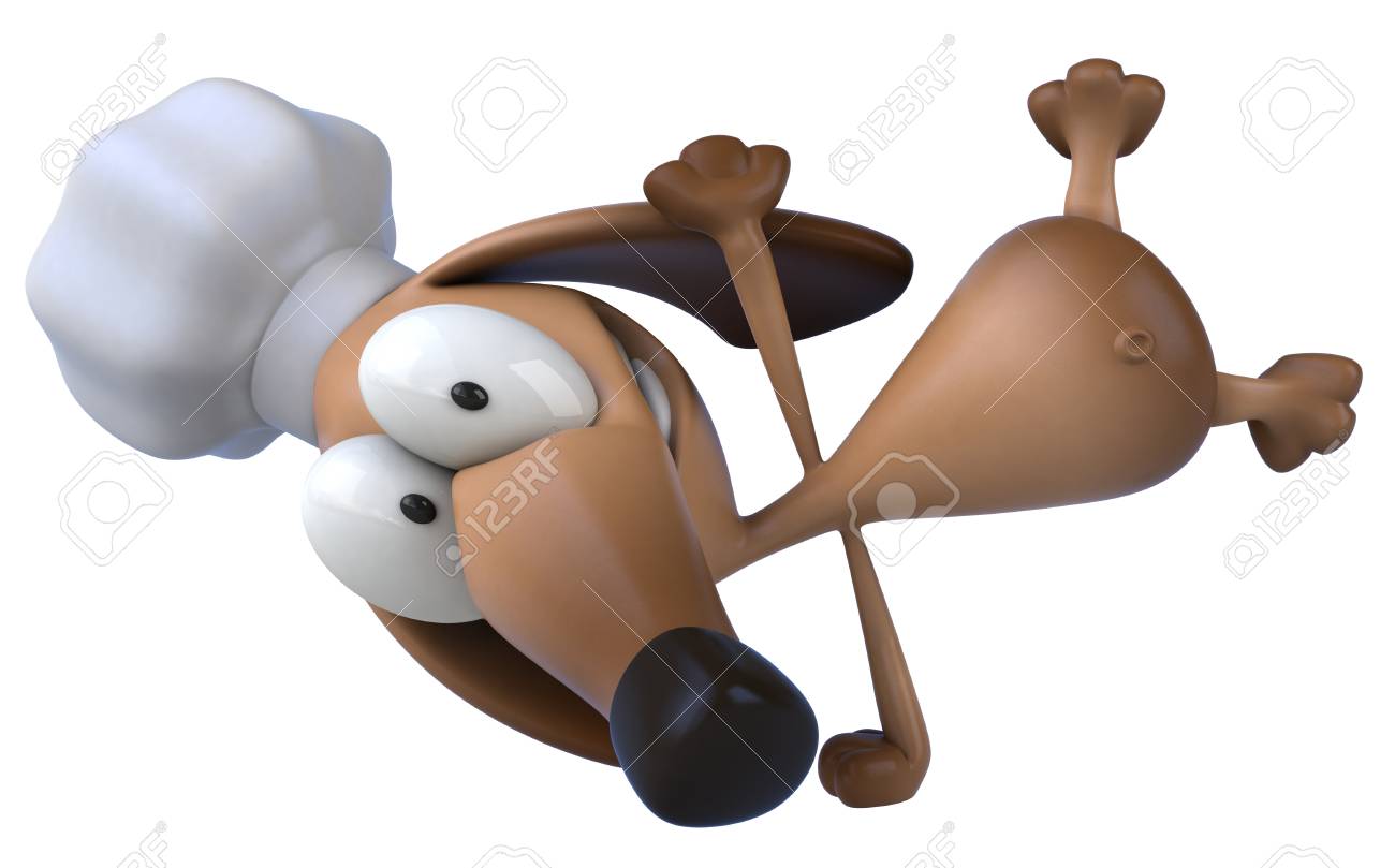 Chien De Dessin Animé Avec Toque Faisant Le Poirier