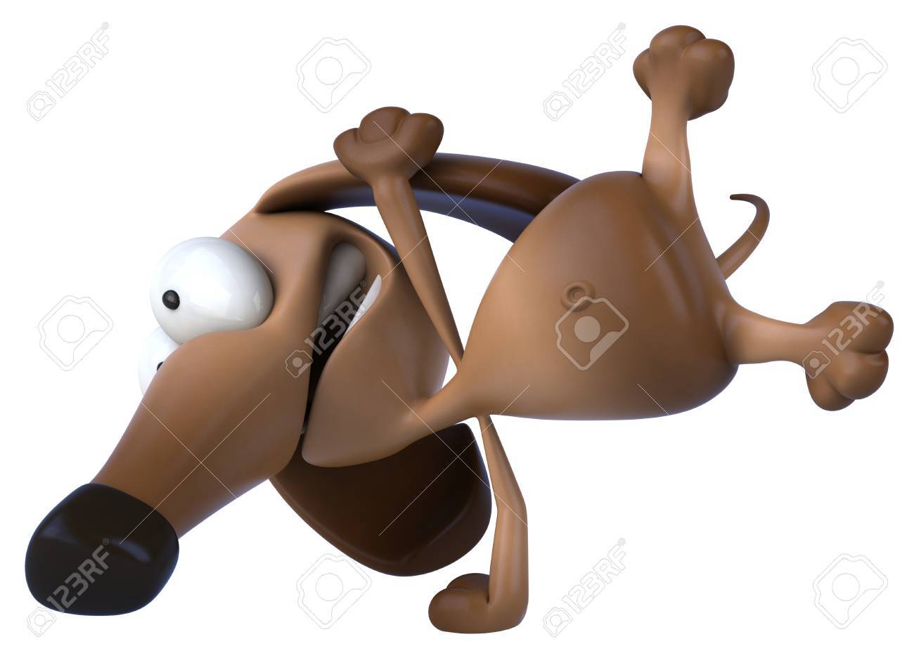 逆立ちをしている漫画の犬 の写真素材 画像素材 Image