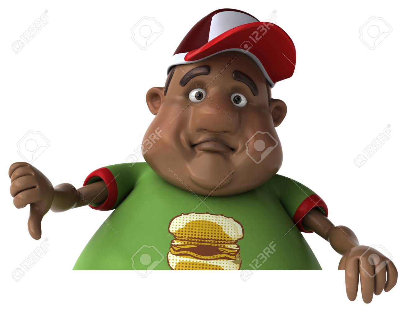 Fat Man Character Gesturing Thumbs Down photo