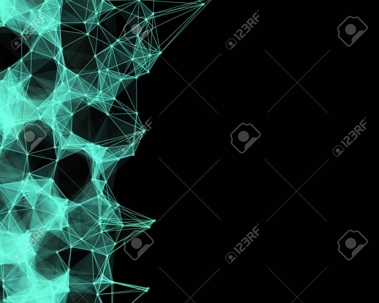 黒の背景に緑のサイバネティック粒子のイラスト の写真素材 画像素材 Image