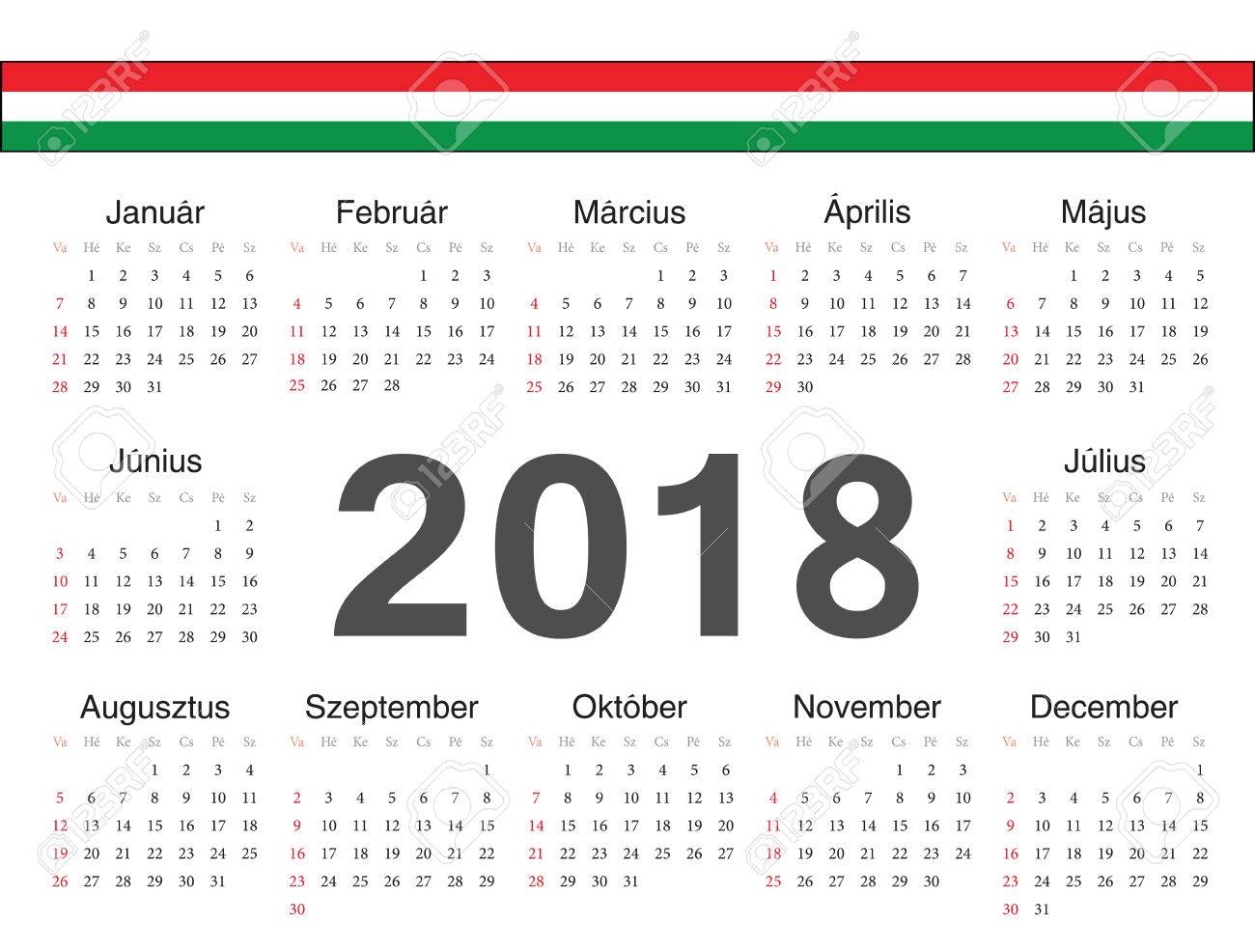 vector hungarian circle calendar 2018 week starts from sunday sunday calander