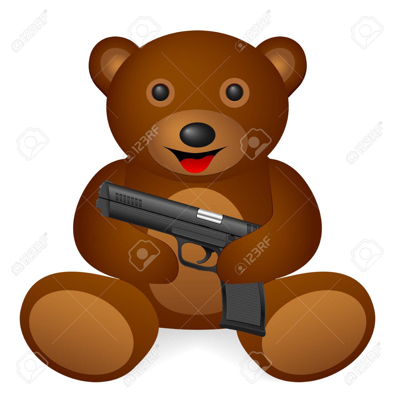 Teddy Baren Mit Pistole Auf Weissem Hintergrund Vektor Illustration Lizenzfrei Nutzbare Vektorgrafiken Clip Arts Illustrationen Image 28583339