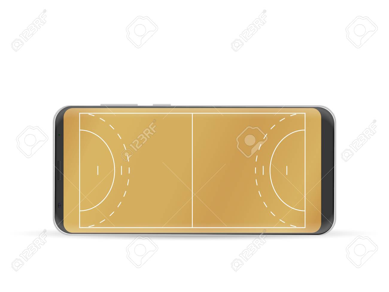 白い背景にスマートフォンハンドボールコート のイラスト素材 ベクタ Image