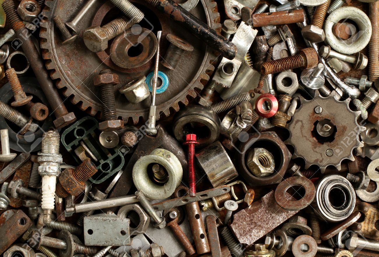 Pile of metal scrap background - 39706719.