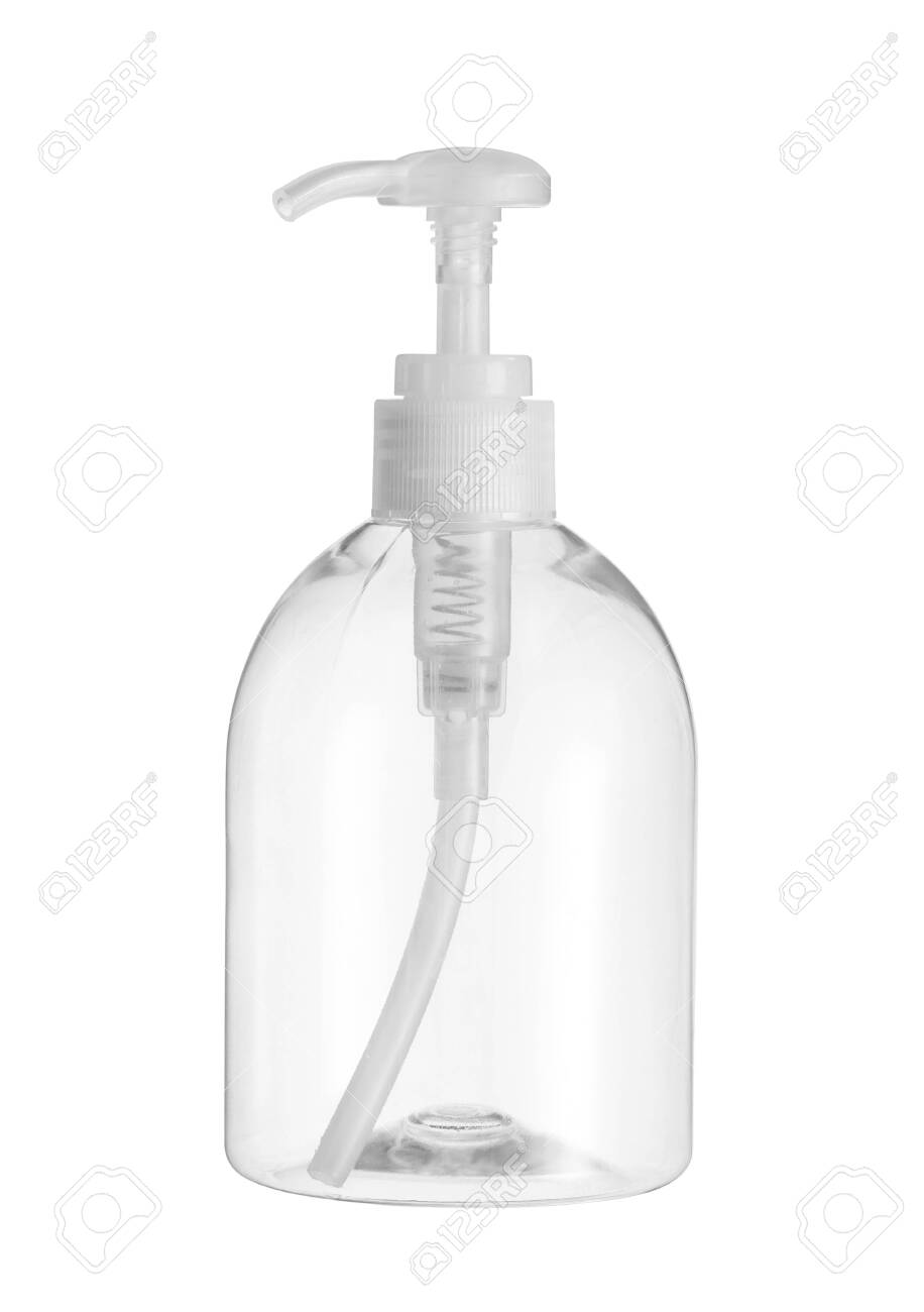 Plastic pump bottle (with clipping path) isolated on white background - 124067467 Plastic pump bottle (with clipping path) isolated on white background - 124067467