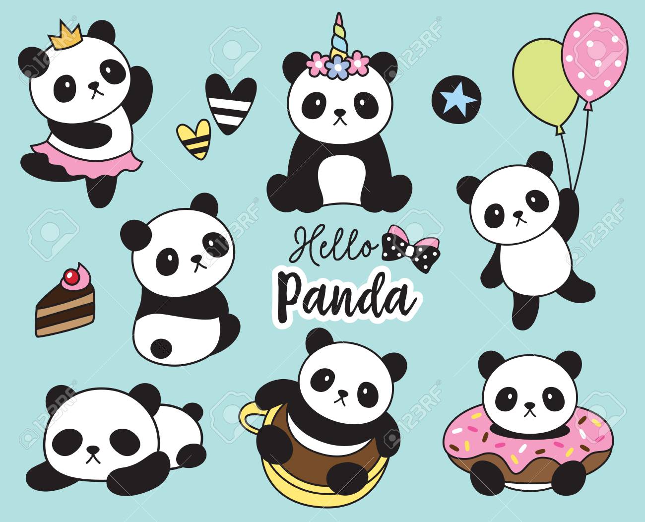 Vector illustration of cute baby panda set. - 103631952 Vector illustration of cute baby panda set. - 103631952
