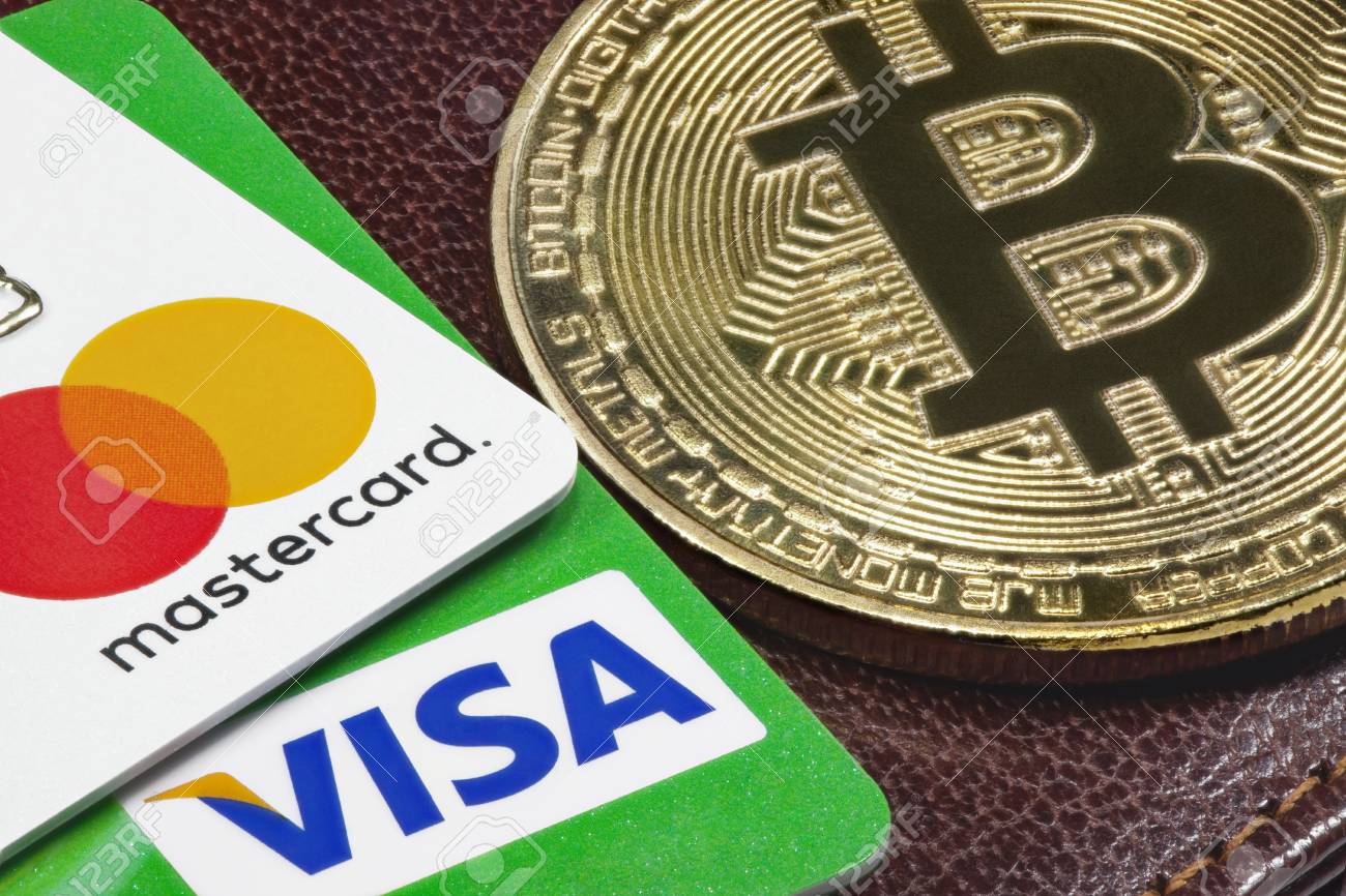 Visa, Mastercard Credit Cards And Golden Bitcoin With The Leather Wallet On  The Background. Stock Photo, Picture and Royalty Free Image. Image  120528031.