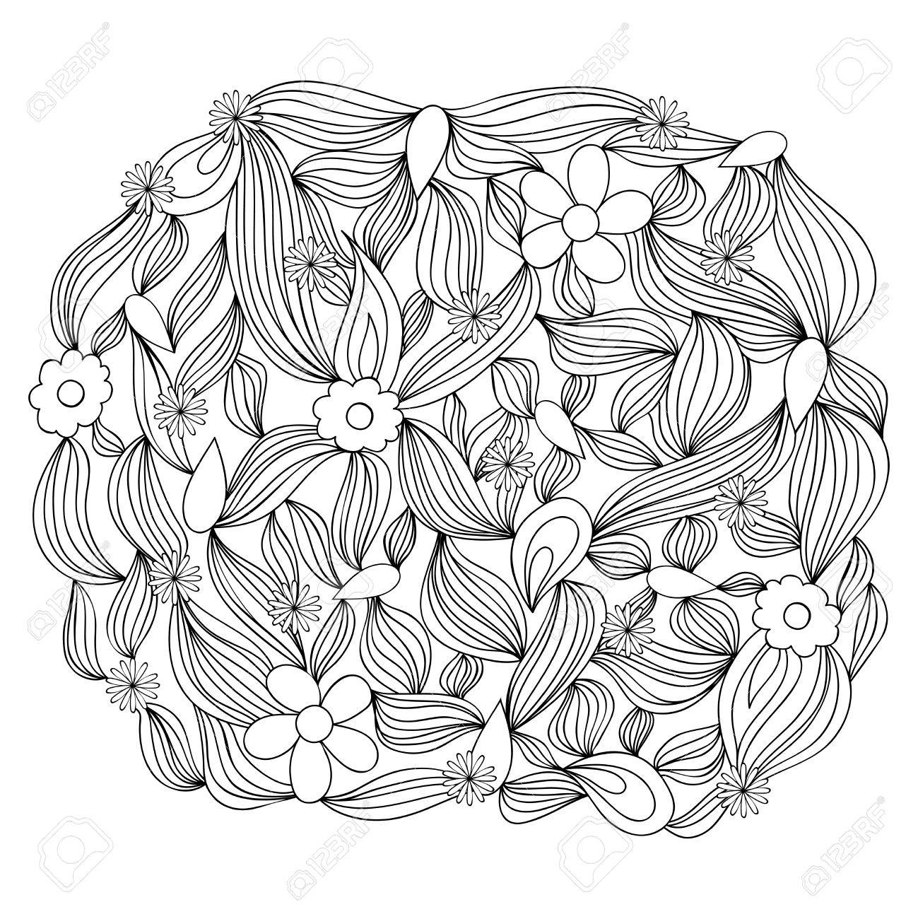 hand drawn round ornament template for greeting card postcard