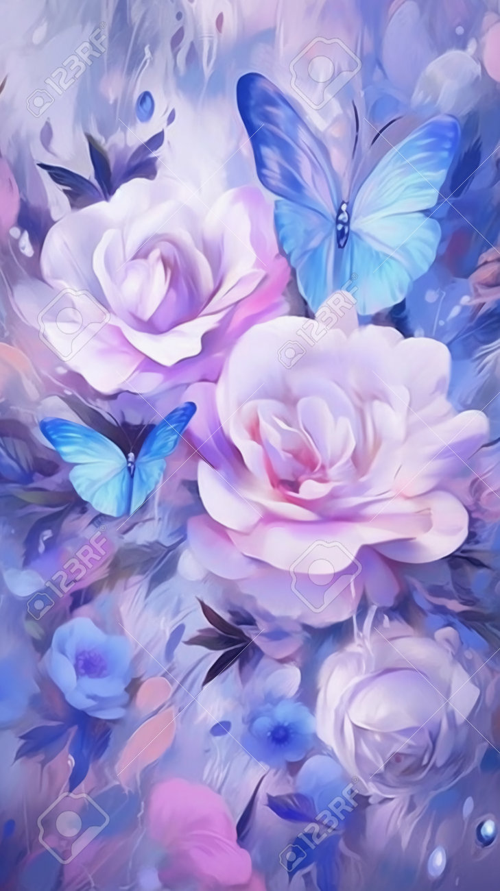 Blue-pink Butterfly Crystal Illustration Graphic by arctiumstudio ·  Creative Fabrica, image size:729x1300