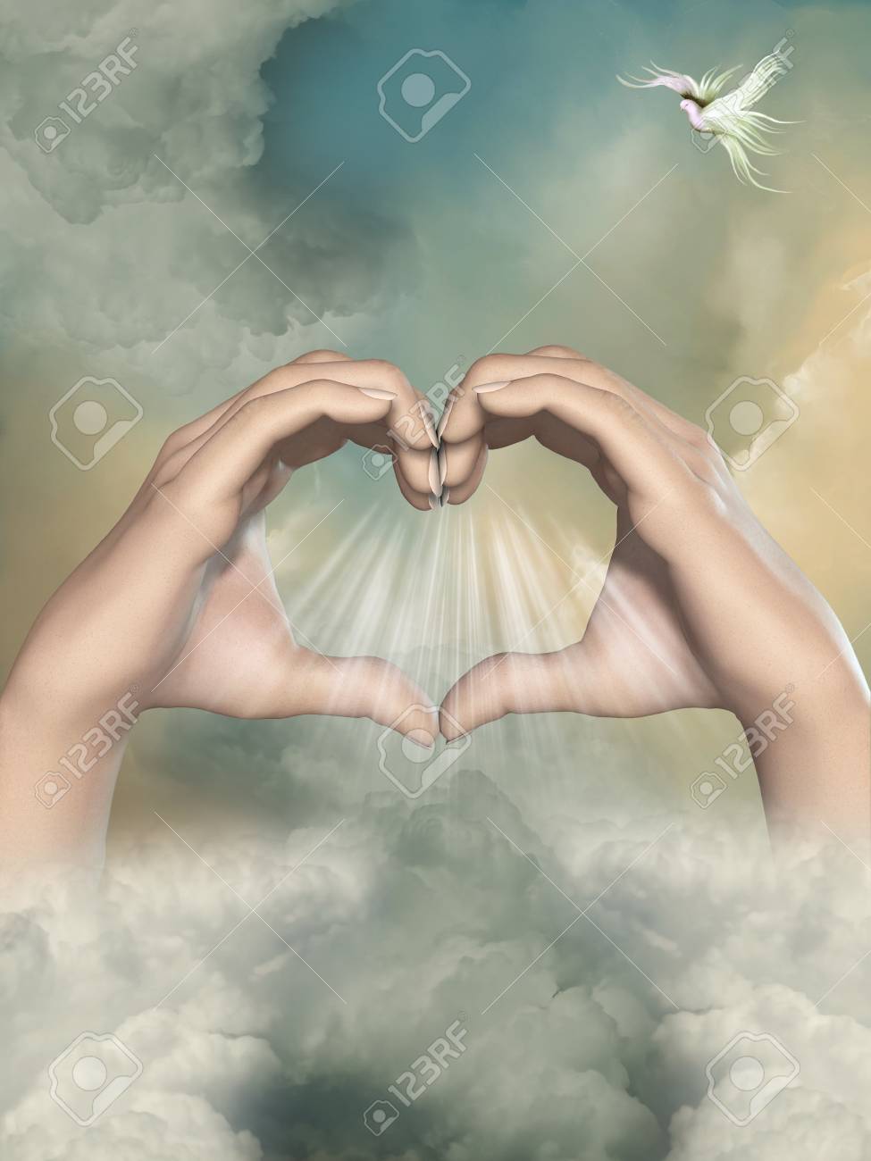 Hande Die Herzen Geste Ina Ein Fantasy Hintergrund Lizenzfreie Fotos Bilder Und Stock Fotografie Image 36524576