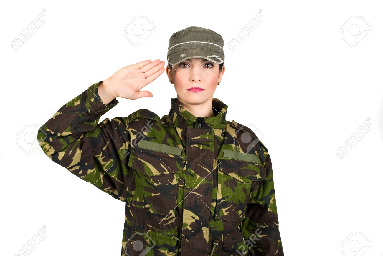 Woman Army Soldier Saluting Isolated On White Background Stock Photo Woman Army Soldier Saluting Isolated On White Background Stock Photo