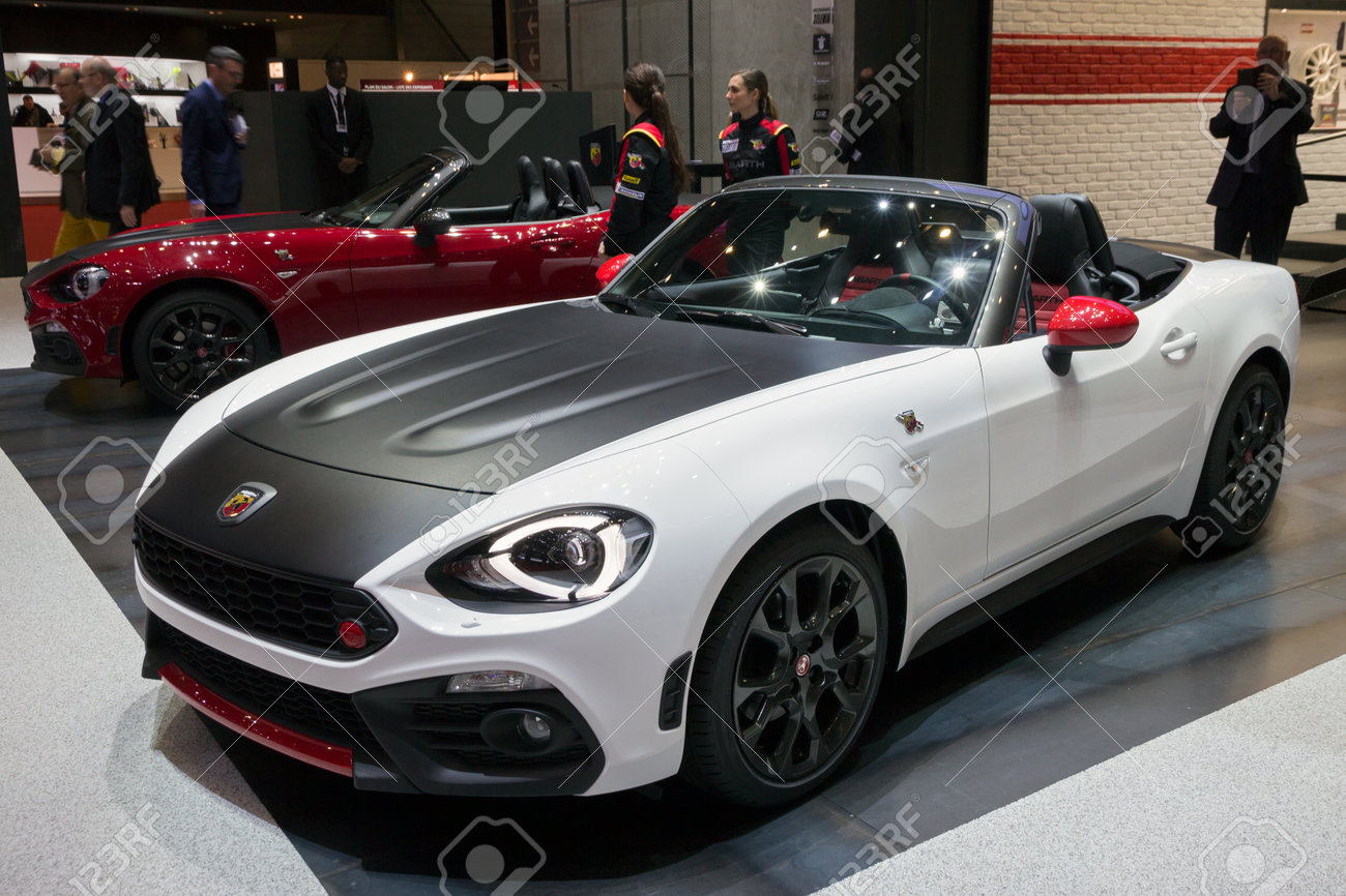 Geneva Switzerland March 1 2016 Fiat Abarth 124 Spider Shown