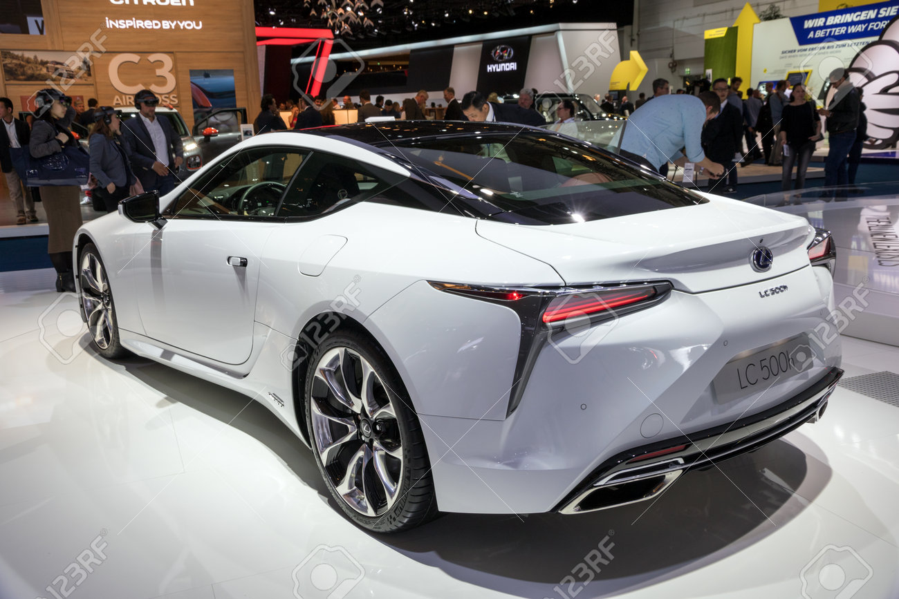 FRANKFURT, GERMANY - SEP 12, 2017: New 2018 Lexus LC500h Coupe ... FRANKFURT, GERMANY - SEP 12, 2017: New 2018 Lexus LC500h Coupe ...