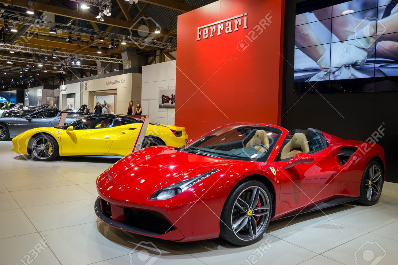 Brussels Jan 12 2016 Ferrari 488 Spider And Ferrari 488gtb