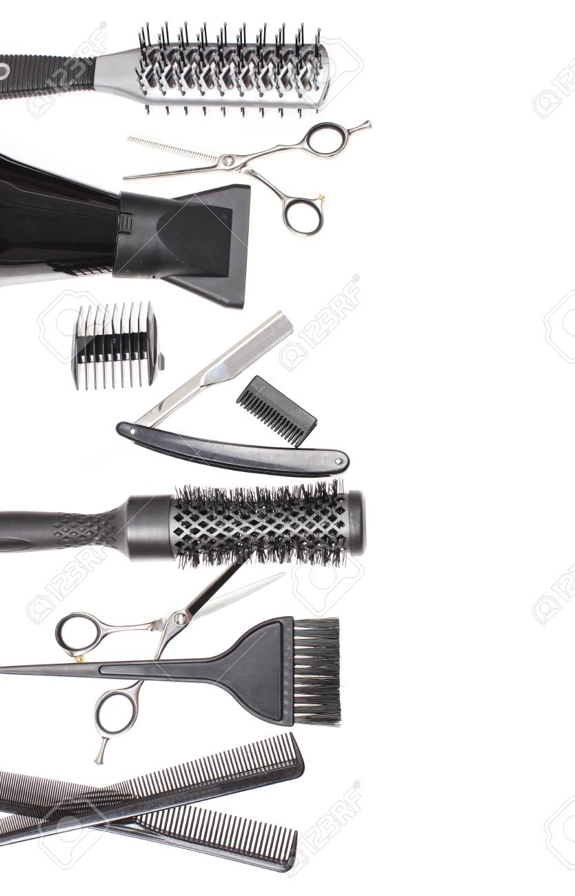 hairdresser accessories comb scissors and razor for cutting