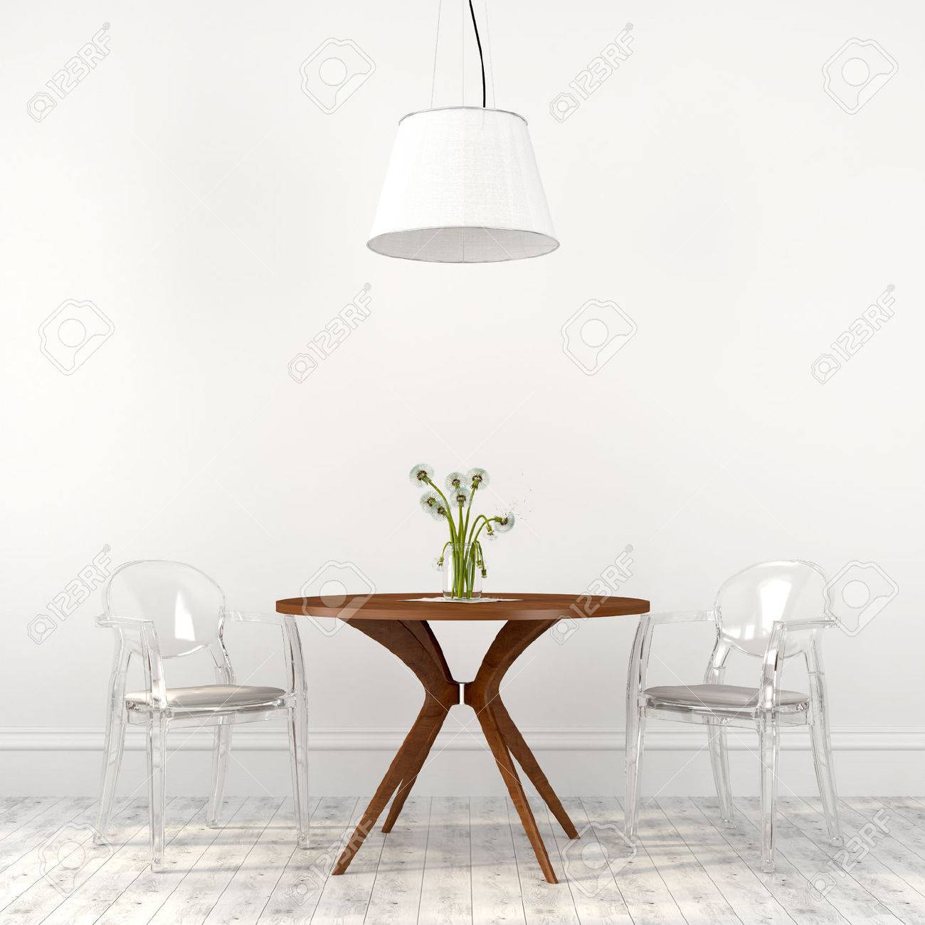 Comedor En Colores Blanco Con Mesa De Café Y Sillas Transparentes ... Comedor En Colores Blanco Con Mesa De Café Y Sillas Transparentes ...
