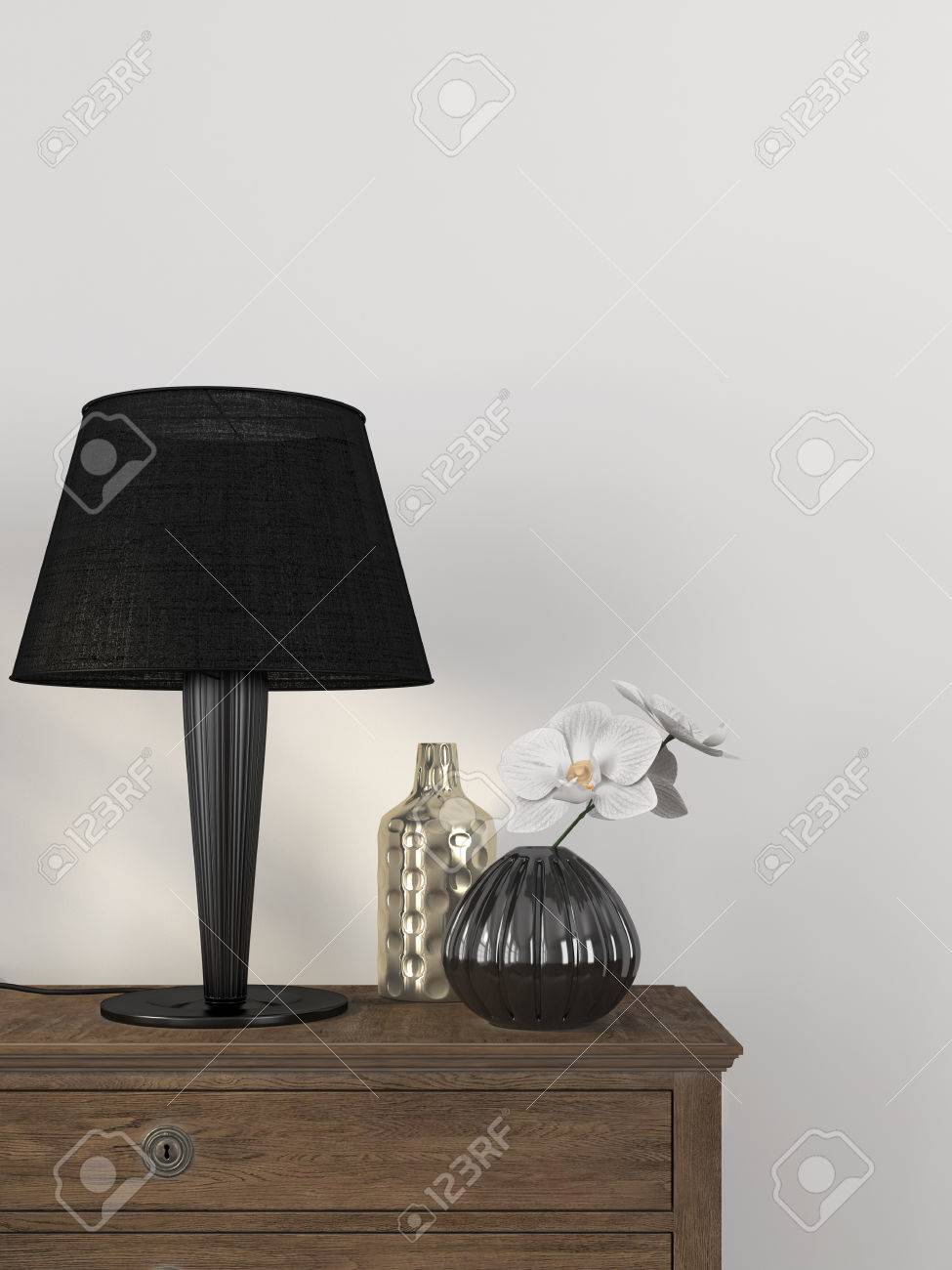 Lampara De Mesa De Moda Y La Decoracion Contra Una Pared Blanca