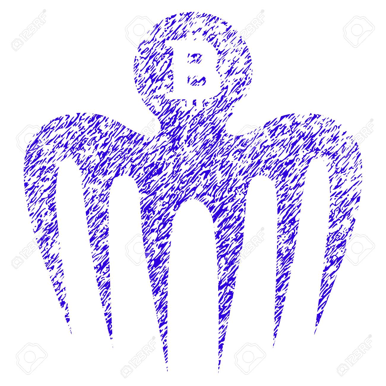 그런 지 비트 코인 스펙터 몬스터 고무 씰 스탬프 워터 마크. 그런 지 디자인과 긁힌 질감 아이콘 기호입니다. 부정한 래스터 블루  스티커. 로열티 무료 사진, 그림, 이미지 그리고 스톡포토그래피. Image 95254994