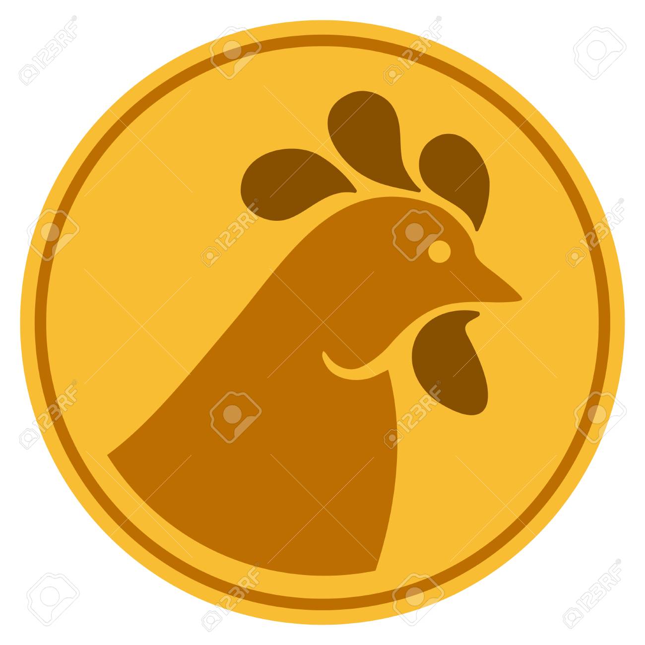 Chicken Coin Flat Raster Pictogram. An Isolated Illustration On A White  Background. Stock Photo, Picture and Royalty Free Image. Image 95257010.