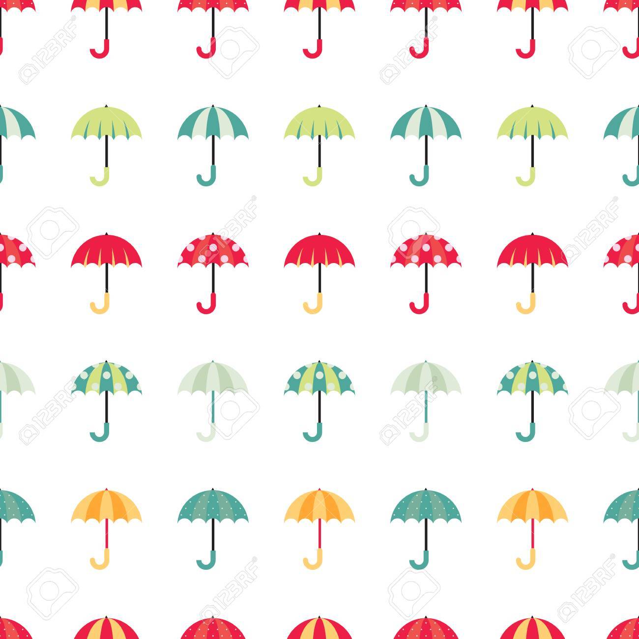 カラフルな傘でかわいい規則的なシームレス パターン 白の背景にベクトル イラスト のイラスト素材 ベクタ Image カラフルな傘でかわいい規則的なシームレス パターン 白の背景にベクトル イラスト のイラスト素材 ベクタ Image
