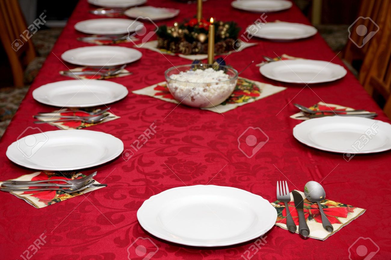 Beautiful Red Table Setting For Christmas, Holiday Background Stock ... Beautiful Red Table Setting For Christmas, Holiday Background Stock ...