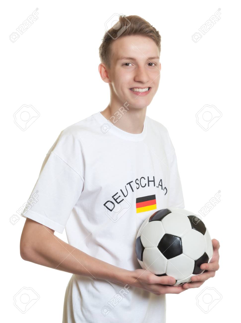 Junge Deutsch Fussball Fan Mit Ball Und Blondes Haar Lizenzfreie Fotos Bilder Und Stock Fotografie Image 28066685