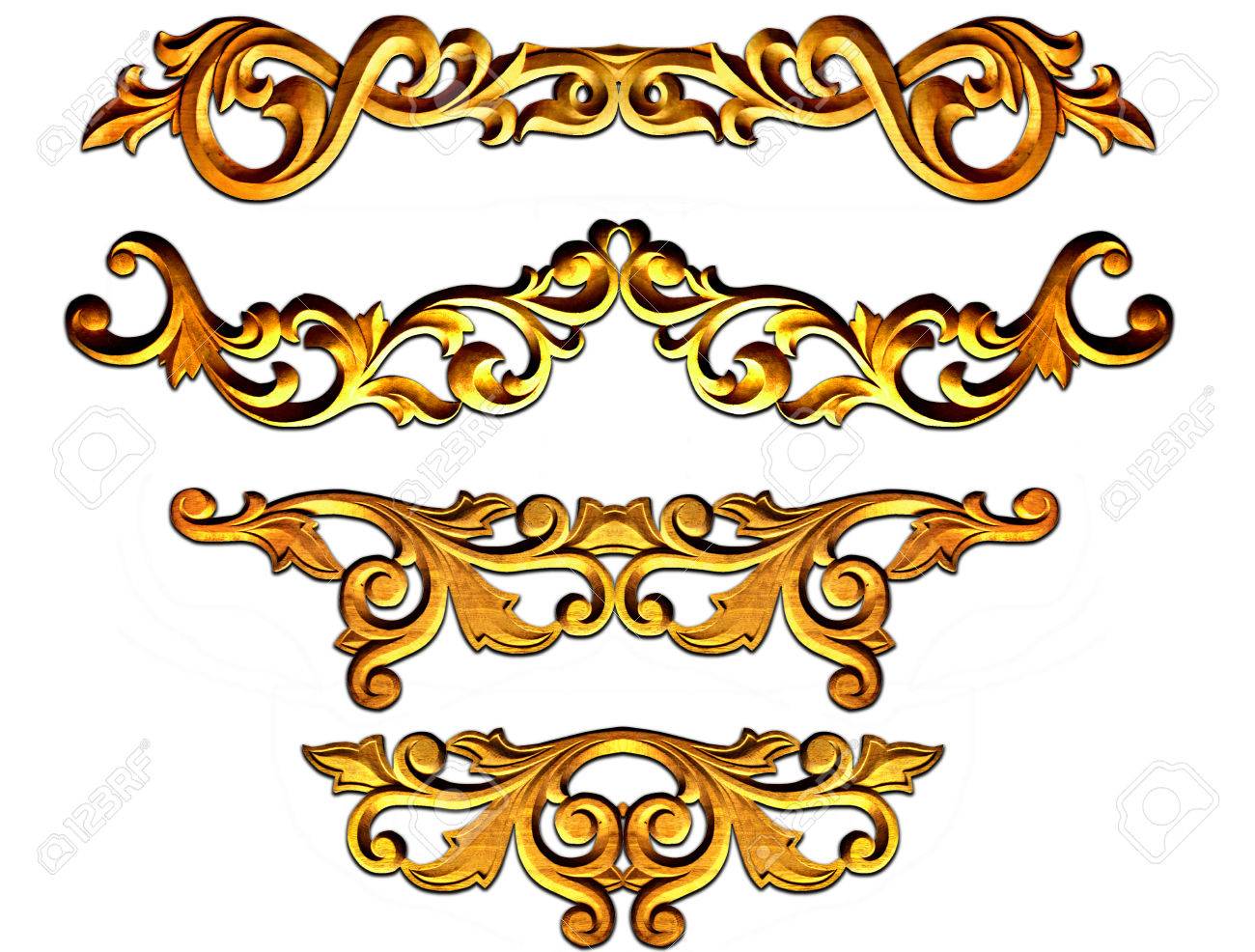 gold ornate baroque frame elements for design stock photo picture