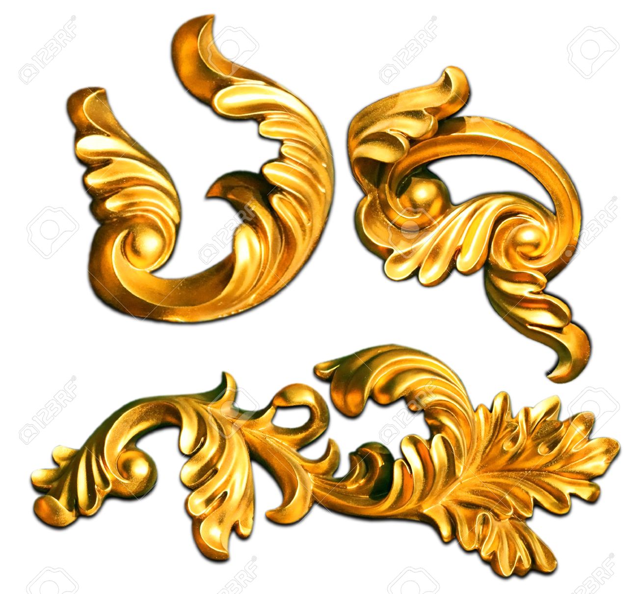 gold ornate baroque frame elements for design stock photo picture