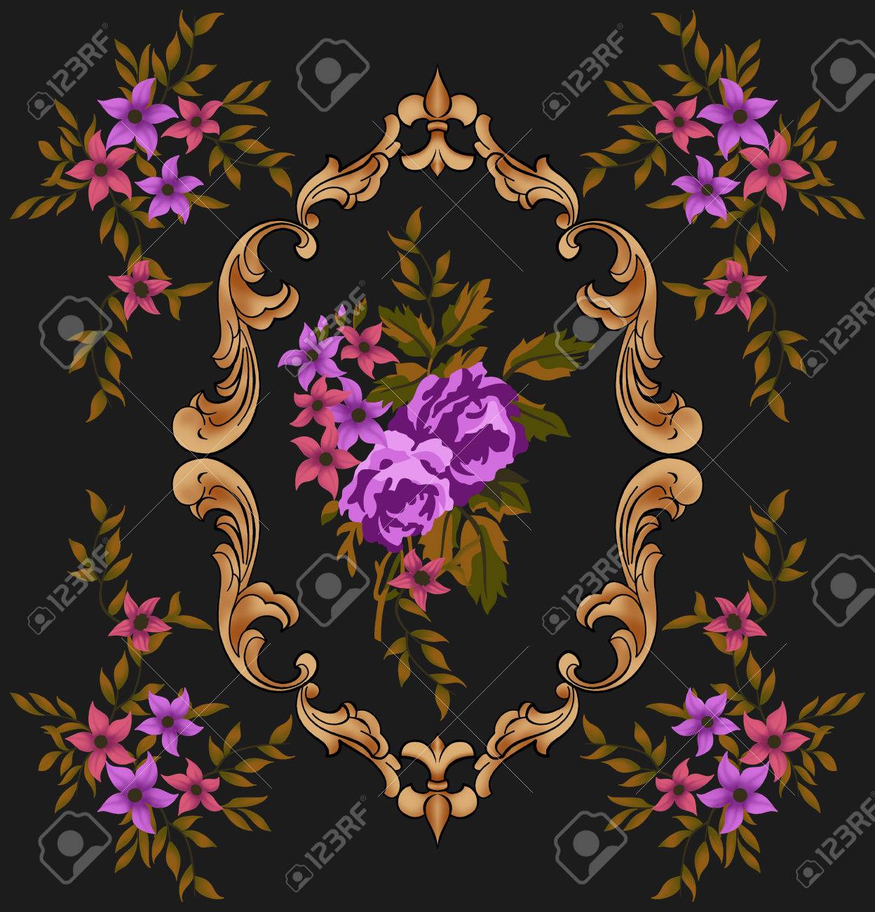 baroque flowers stock photo