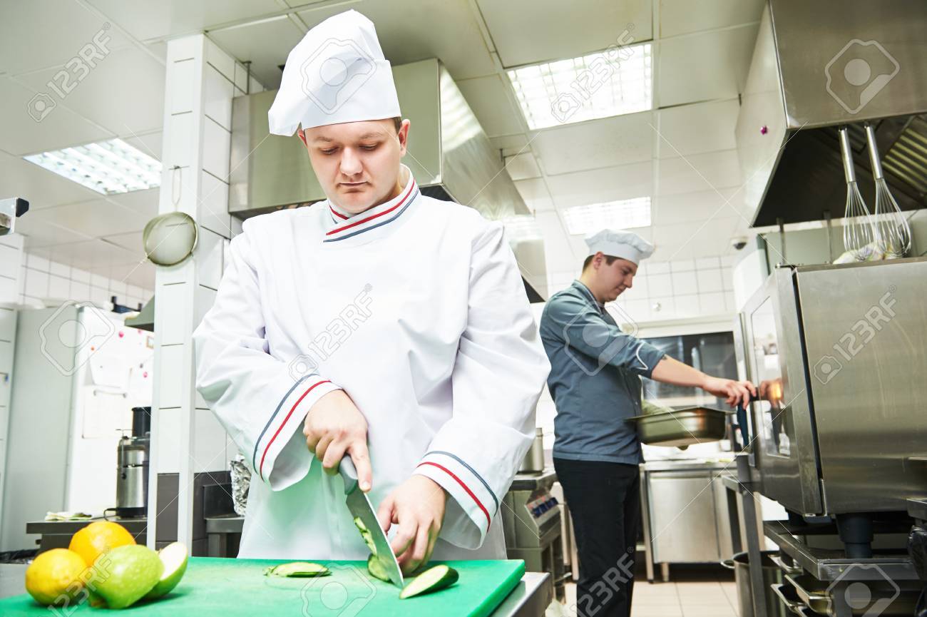 cooks chef in uniform cooking at restaurant kitchen stock photo 39028243 chefs t20 kitchen