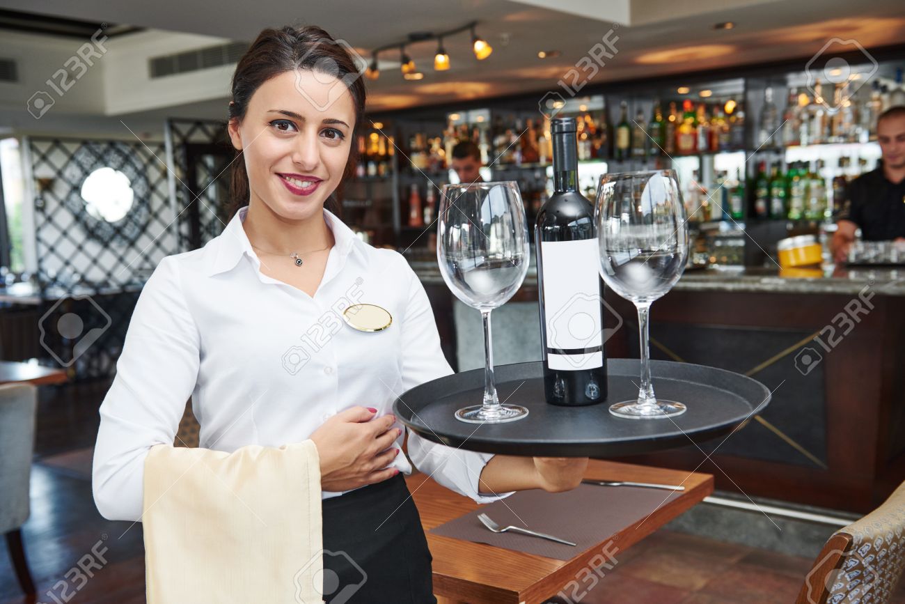 waiter restaurant catering service female cheerful waitress stock catering waiter