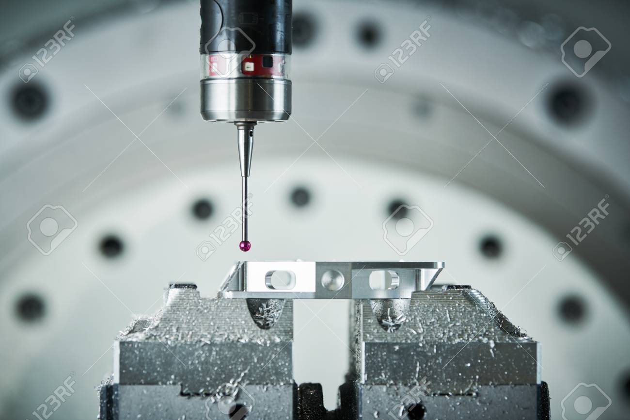 Quality control on milling CNC machine. Precision probe sensor at industrial metalworking - 99510522 Quality control on milling CNC machine. Precision probe sensor at industrial metalworking - 99510522